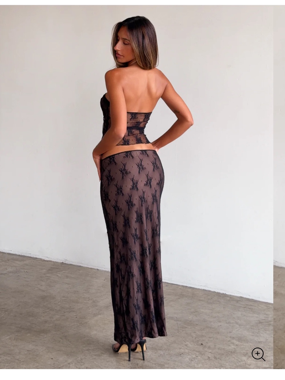 Sheer Black Lace Strapless Two Piece - Picture 3 of 3